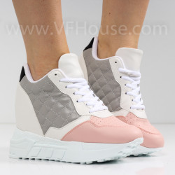 ДАМСКИ КЕЦОВЕ НА ПЛАТФОРМА - 0205-5401213413 GRAY/PINK