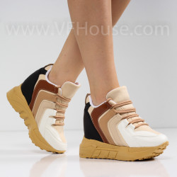 ДАМСКИ КЕЦОВЕ НА ПЛАТФОРМА - 1505-5402213406 BEIGE/MULTI