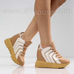 ДАМСКИ КЕЦОВЕ НА ПЛАТФОРМА - 1505-5402213406 BEIGE/WHITE