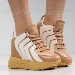 ДАМСКИ КЕЦОВЕ НА ПЛАТФОРМА - 1505-5402213406 BEIGE/WHITE