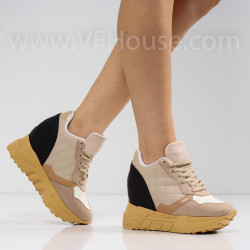 ДАМСКИ КЕЦОВЕ НА ПЛАТФОРМА - 0205-5401213413 BEIGE/BLACK