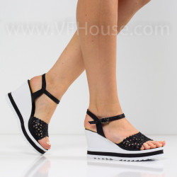 ДАМСКИ САНДАЛИ НА ПЛАТФОРМА - 0806-13211504 BLACK/WHITE