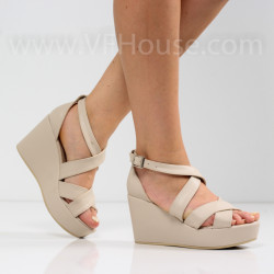 ДАМСКИ САНДАЛИ НА ПЛАТФОРМА - 0806-17211608 BEIGE