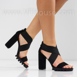 ДАМСКИ САНДАЛИ НА ТОК - 0407-101211503 BLACK
