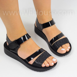 ДАМСКИ САНДАЛИ НА ПЛАТФОРМА - 1807-81211502 BLACK