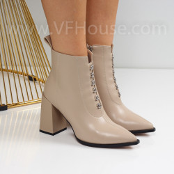 Дамски боти на ток-2510-2507510 Beige