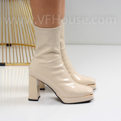 Дамски боти на ток-2510-367370 Beige