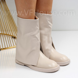 Дамски боти-2510-259718574 Beige Pu