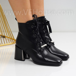 Дамски боти на ток-2510-45643376-3 Black Pu