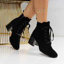 Дамски боти на ток-2510-45643376-1 Black Velvet