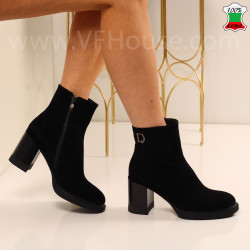 Дамски боти естествена кожа-2710-5105 Black