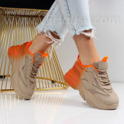 Дамски маратонки-2712-312-3 Orange\Beige