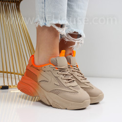 Дамски маратонки-2712-312-3 Orange\Beige