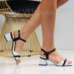 Дамски сандали на ток-0658456 White/Black