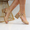 Дамски сандали на ток-0609402 Beige