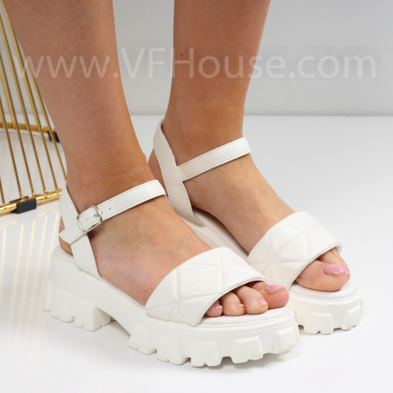 Дамски ежедневни сандали-11163 White