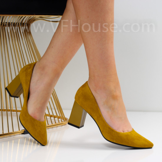 Дамски обувки на ток-0625297890 Yellow