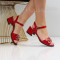 Дамски сандали на ток-0609523 Red