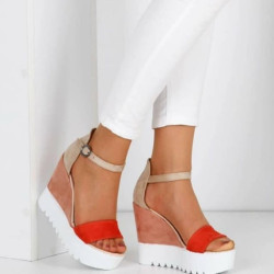 Дамски сандали на платформа 2805-0010011821 Red-Multicolor