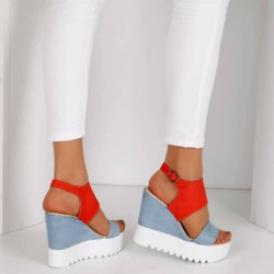 Дамски сандали на платформа 2805-0020011821 Blue-Multicolor