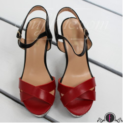 ДАМСКИ САНДАЛИ НА ПЛАТФОРМА 2503-00108182701 Red/Black