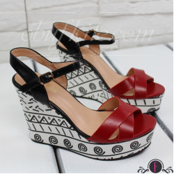 ДАМСКИ САНДАЛИ НА ПЛАТФОРМА 2503-00108182701 Red/Black