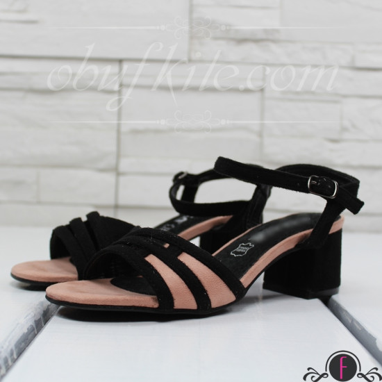 Дамски сандали на ток 2503-002221182302 Black/Pink