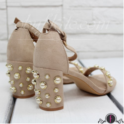 Дамски сандали на ток 2603-0055094182605 Beige