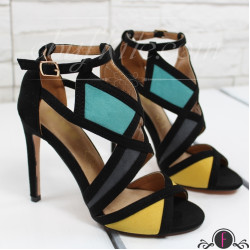 Дамски сандали на ток 2603-00601182906 Black/Multi