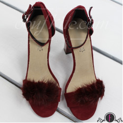 Дамски сандали на платформа 2603-0136486183313 Bordo