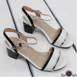 Дамски сандали на ток 2803-00109182901 White/Black/Silver