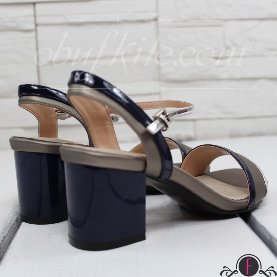 Дамски сандали на ток 2803-00109182901 Grey/Blue/Silver