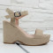 Дамски сандали на платформа 1605-0090011820 Beige