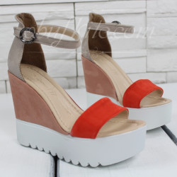 Дамски сандали на платформа 2805-0010011821 Red-Multicolor