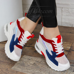 ДАМСКИ КЕЦОВЕ НА ПЛАТФОРМА 2901-1751946 WHITE-RED