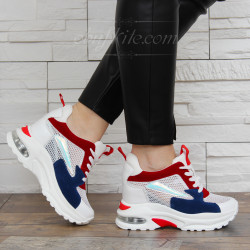 ДАМСКИ КЕЦОВЕ НА ПЛАТФОРМА 2901-1751946 WHITE-RED