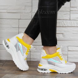 ДАМСКИ КЕЦОВЕ НА ПЛАТФОРМА 2901-1751946 WHITE-YELLOW