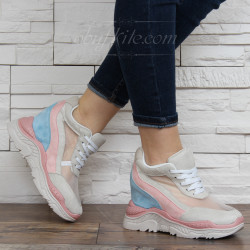 ДАМСКИ КЕЦОВЕ НА ПЛАТФОРМА 0302-990121934 WHITE-PINK