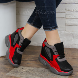 ДАМСКИ КЕЦОВЕ НА ПЛАТФОРМА 0302-990101934 BLACK-RED