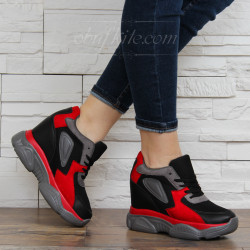 ДАМСКИ КЕЦОВЕ НА ПЛАТФОРМА 0302-990101934 BLACK-RED