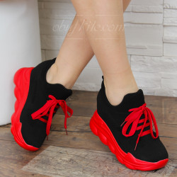 ДАМСКИ КЕЦОВЕ НА ПЛАТФОРМА 0902-QQ181950 BLACK-RED