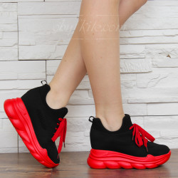 ДАМСКИ КЕЦОВЕ НА ПЛАТФОРМА 0902-QQ181950 BLACK-RED