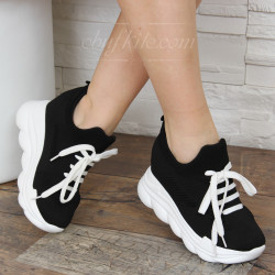 ДАМСКИ КЕЦОВЕ НА ПЛАТФОРМА 0902-QQ181950 BLACK-WHITE