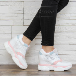 ДАМСКИ КЕЦОВЕ НА ПЛАТФОРМА 1202-181071935 WHITE-PINK