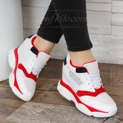 ДАМСКИ КЕЦОВЕ НА ПЛАТФОРМА 1202-181071935 WHITE-RED