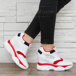 ДАМСКИ КЕЦОВЕ НА ПЛАТФОРМА 1202-181071935 WHITE-RED