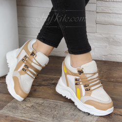 ДАМСКИ КЕЦОВЕ НА ПЛАТФОРМА 1202-1809071935 WHITE-BEIGE