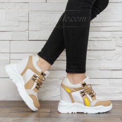 ДАМСКИ КЕЦОВЕ НА ПЛАТФОРМА 1202-1809071935 WHITE-BEIGE