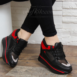 ДАМСКИ КЕЦОВЕ НА ПЛАТФОРМА 1602-JG31935 BLACK-RED