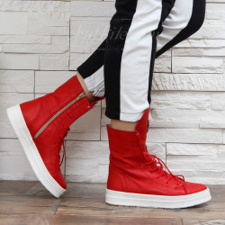 ДАМСКИ КЕЦОВЕ ЕСТЕСТВЕНА КОЖА 2702-0011900 RED-WHITE